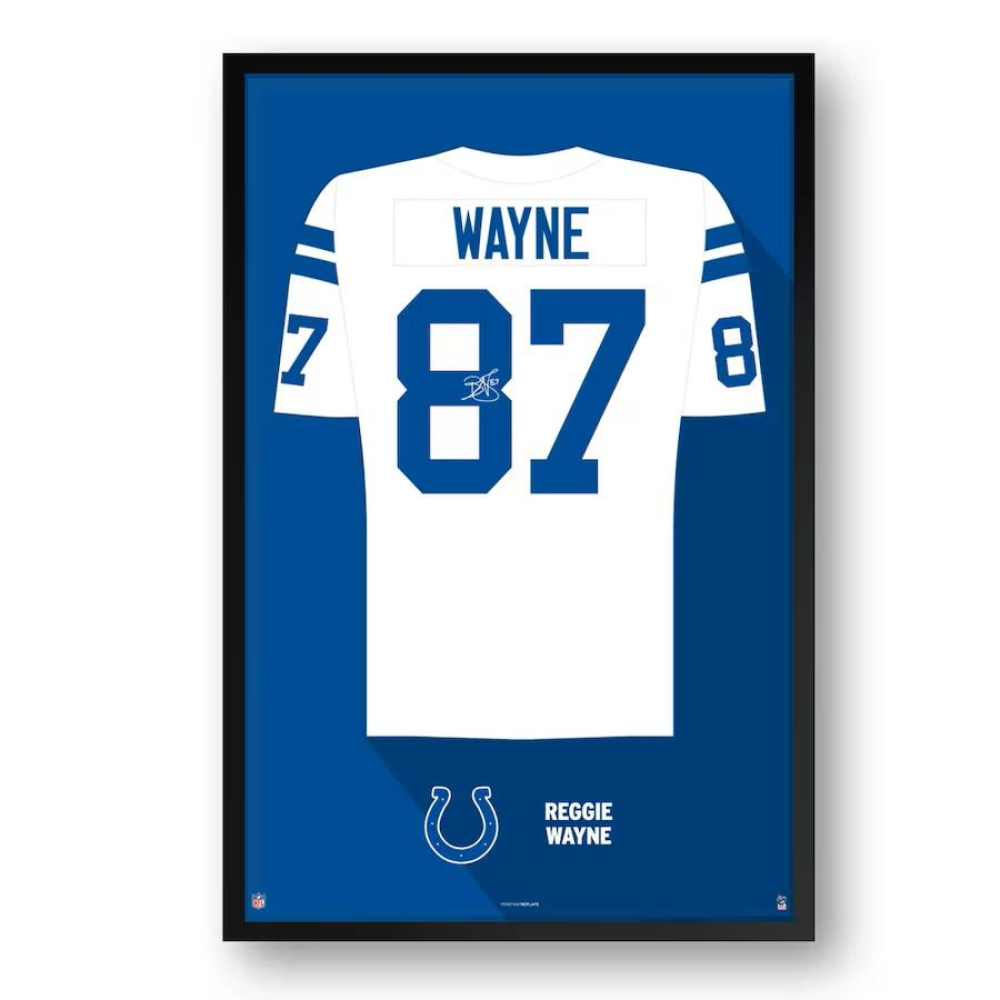 Reggie Wayne Colts Custom Framed Jersey Art Print at PristineAuction.com Reggie Wayne Colts Custom Framed Jersey Art Print at PristineAuction.com