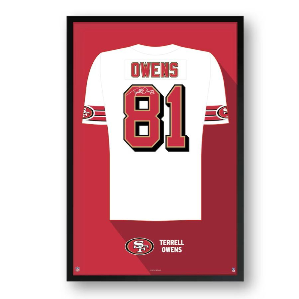 Terrell Owen 49ers Custom Framed Jersey Art Print at PristineAuction.com