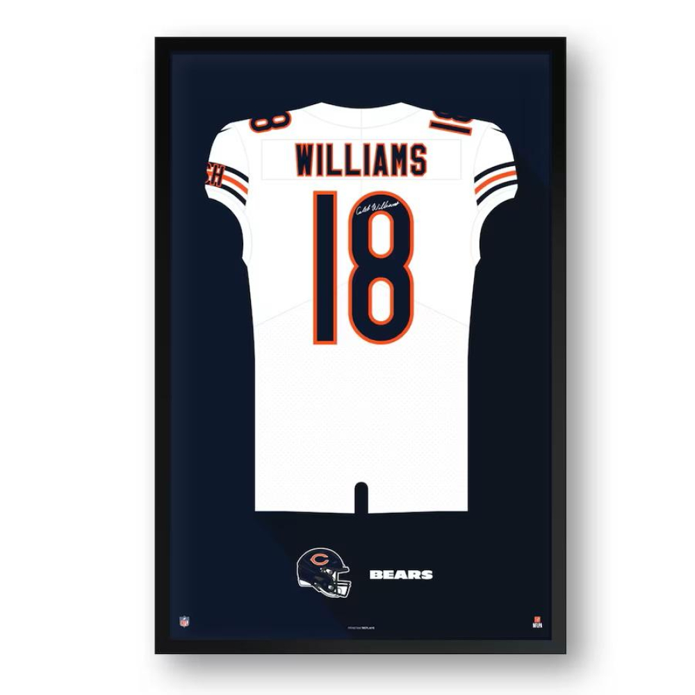 Caleb Williams Bears Custom Framed Jersey Art Print at PristineAuction.com