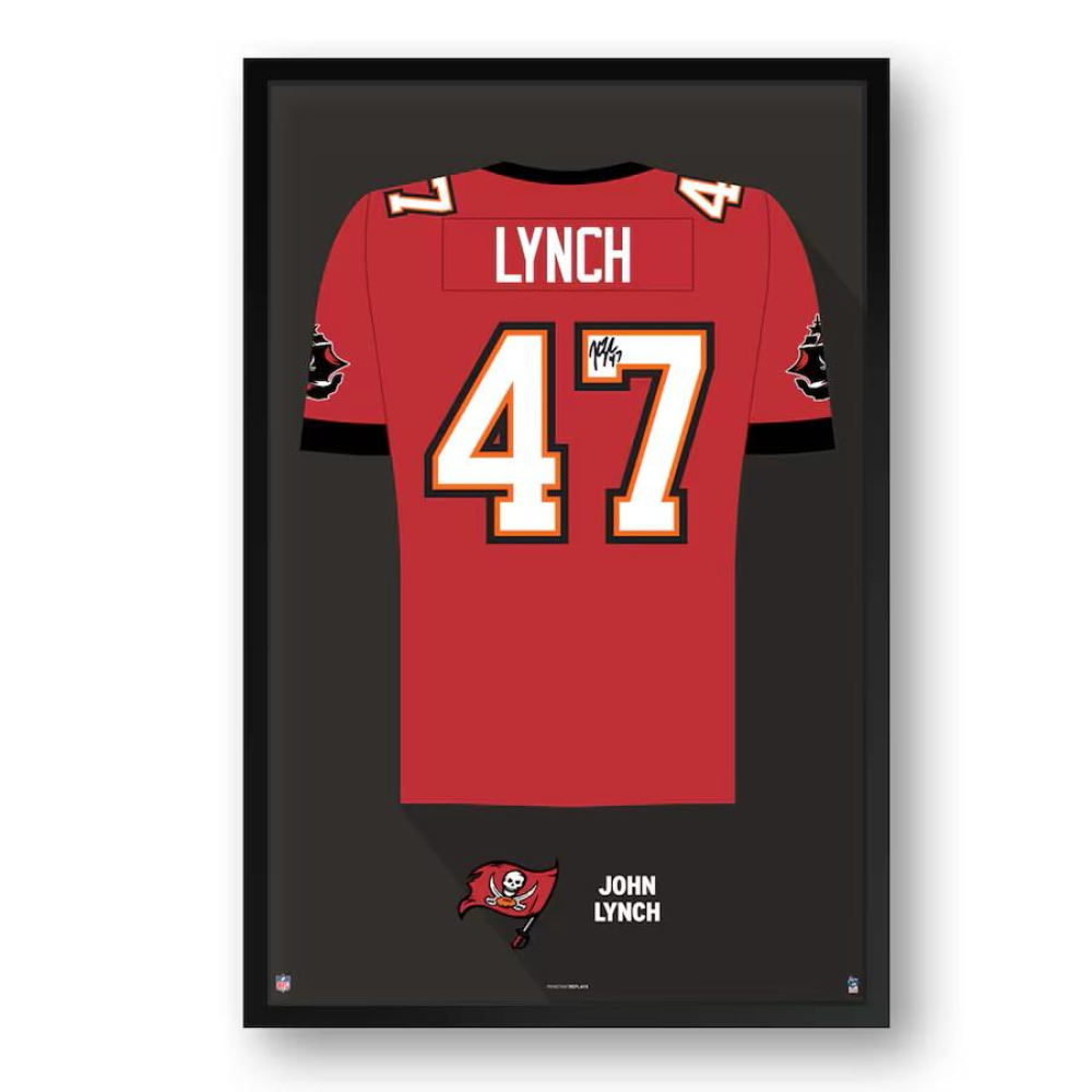 John Lynch Buccaneers Custom Framed Jersey Art Print at PristineAuction.com