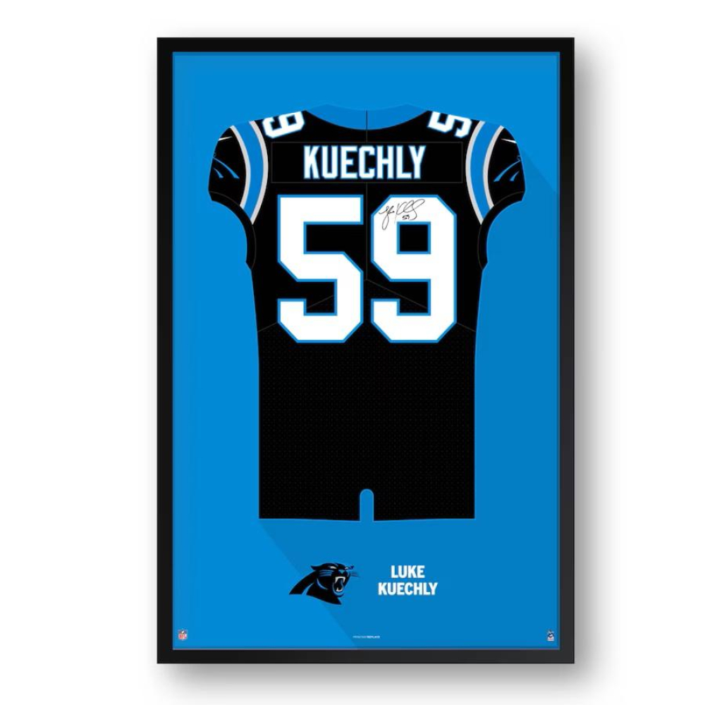 Luke Kuechly Panthers Custom Framed Jersey Art Print at PristineAuction.com Luke Kuechly Panthers Custom Framed Jersey Art Print at PristineAuction.com