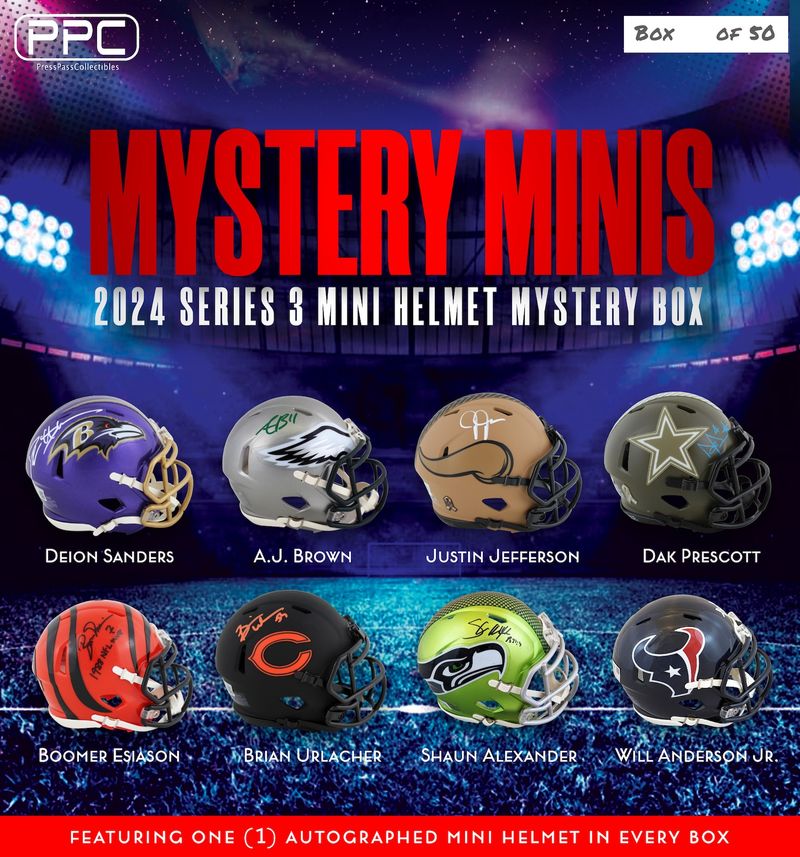 Press Pass Collectibles 2024 Mystery Mini Helmet Mystery Box – Series 3 (Limited to 50) at PristineAuction.com Press Pass Collectibles 2024 Mystery Mini Helmet Mystery Box – Series 3 (Limited to 50) at PristineAuction.com
