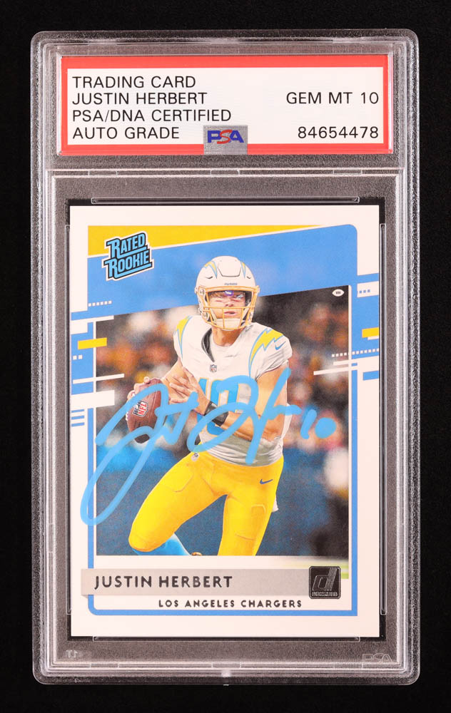 Justin Herbert Signed 2020 Donruss #303 RR RC (PSA | Auto 10) at PristineAuction.com Justin Herbert Signed 2020 Donruss #303 RR RC (PSA | Auto 10) at PristineAuction.com