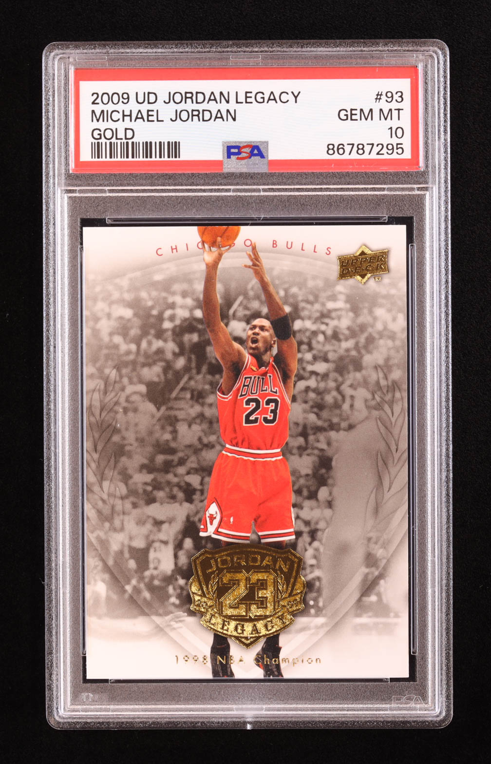 Michael Jordan 2009-10 Upper Deck Michael Jordan Legacy Collection Gold #93 (PSA 10) at PristineAuction.com Michael Jordan 2009-10 Upper Deck Michael Jordan Legacy Collection Gold #93 (PSA 10) at PristineAuction.com