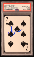 Matt Damon Signed 7 of Spades Playing Card (PSA) at PristineAuction.com