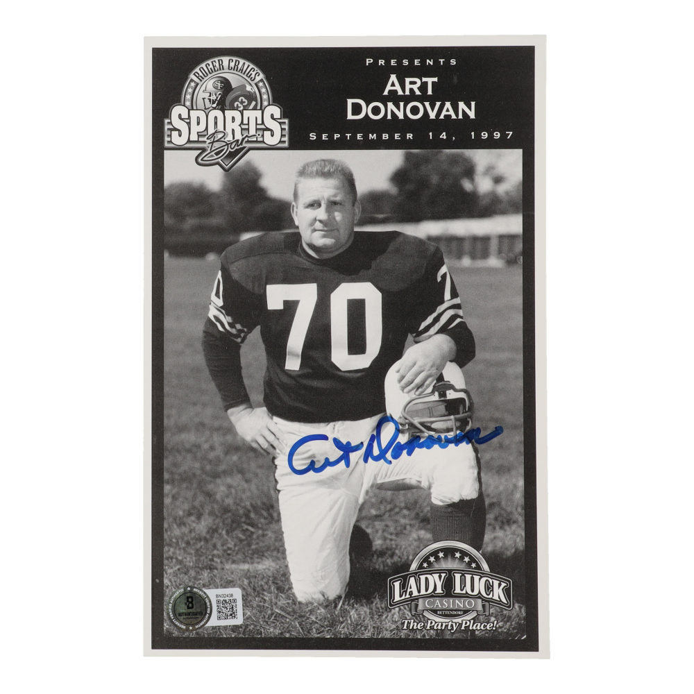 Art Donovan Signed Roger Craigs Sports Bar 5x9 Photo (Beckett) at PristineAuction.com