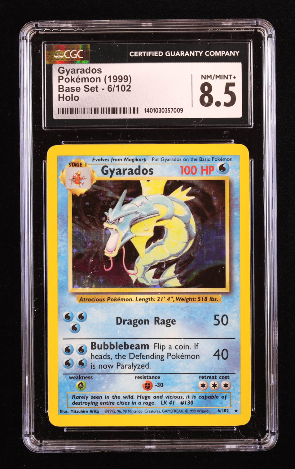 Gyarados 1999 Pokemon Base Unlimited #6 Holo (CGC 8.5) at PristineAuction.com Gyarados 1999 Pokemon Base Unlimited #6 Holo (CGC 8.5) at PristineAuction.com