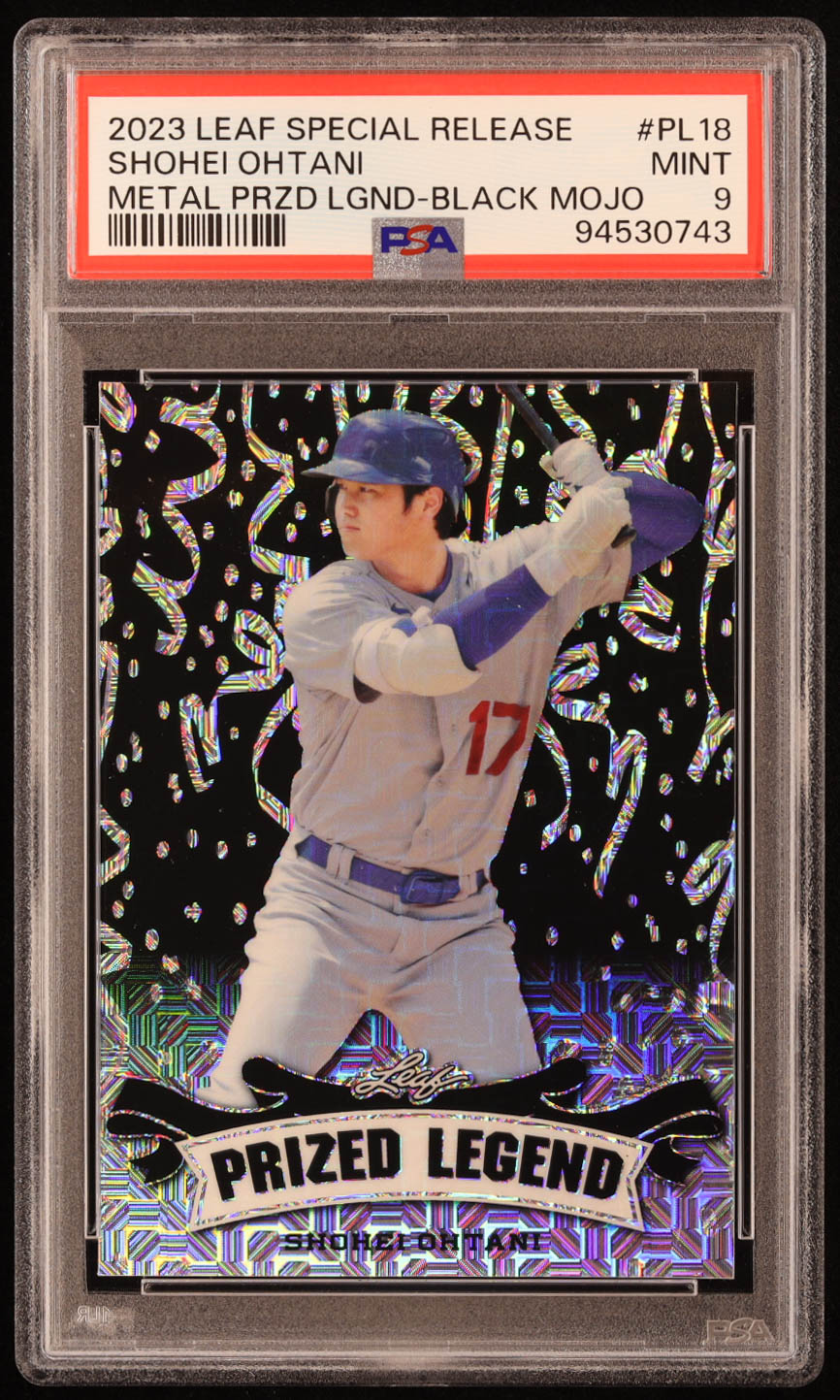 Shohei Ohtani 2023 Leaf Special Release Prized Legend Mojo Black #PL18 #5/7 (PSA 9) at PristineAuction.com Shohei Ohtani 2023 Leaf Special Release Prized Legend Mojo Black #PL18 #5/7 (PSA 9) at PristineAuction.com