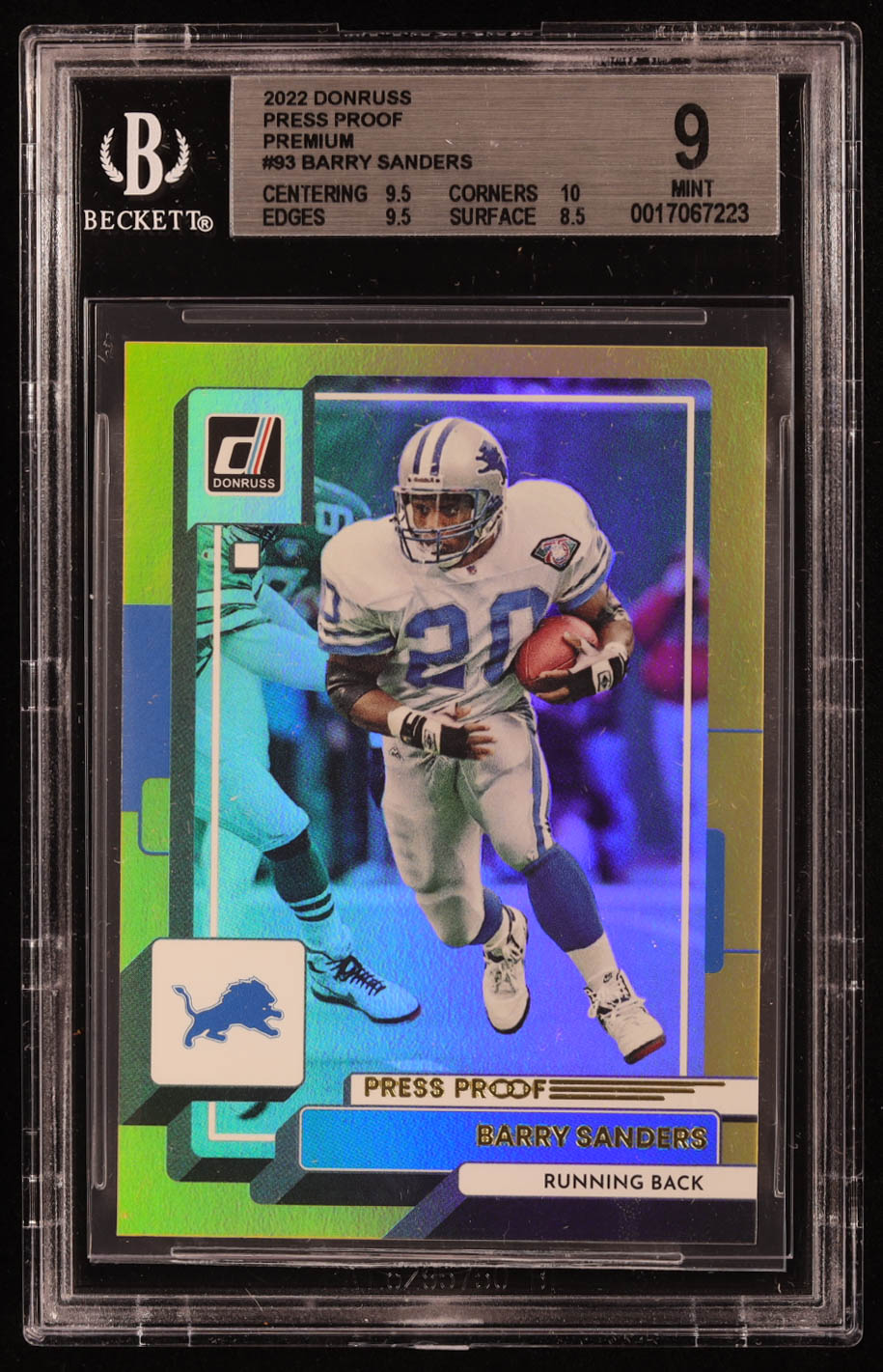 Barry Sanders 2022 Donruss Press Proof Premium #93 (BGS 9) at PristineAuction.com Barry Sanders 2022 Donruss Press Proof Premium #93 (BGS 9) at PristineAuction.com
