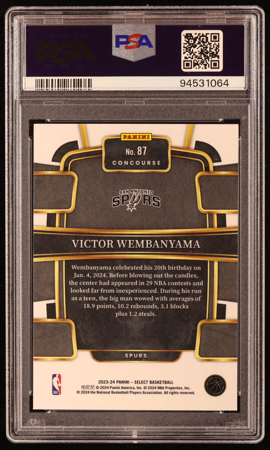 Victor Wembanyama 2023-24 Select Blue #87 RC (PSA 10) at PristineAuction.com Victor Wembanyama 2023-24 Select Blue #87 RC (PSA 10) at PristineAuction.com