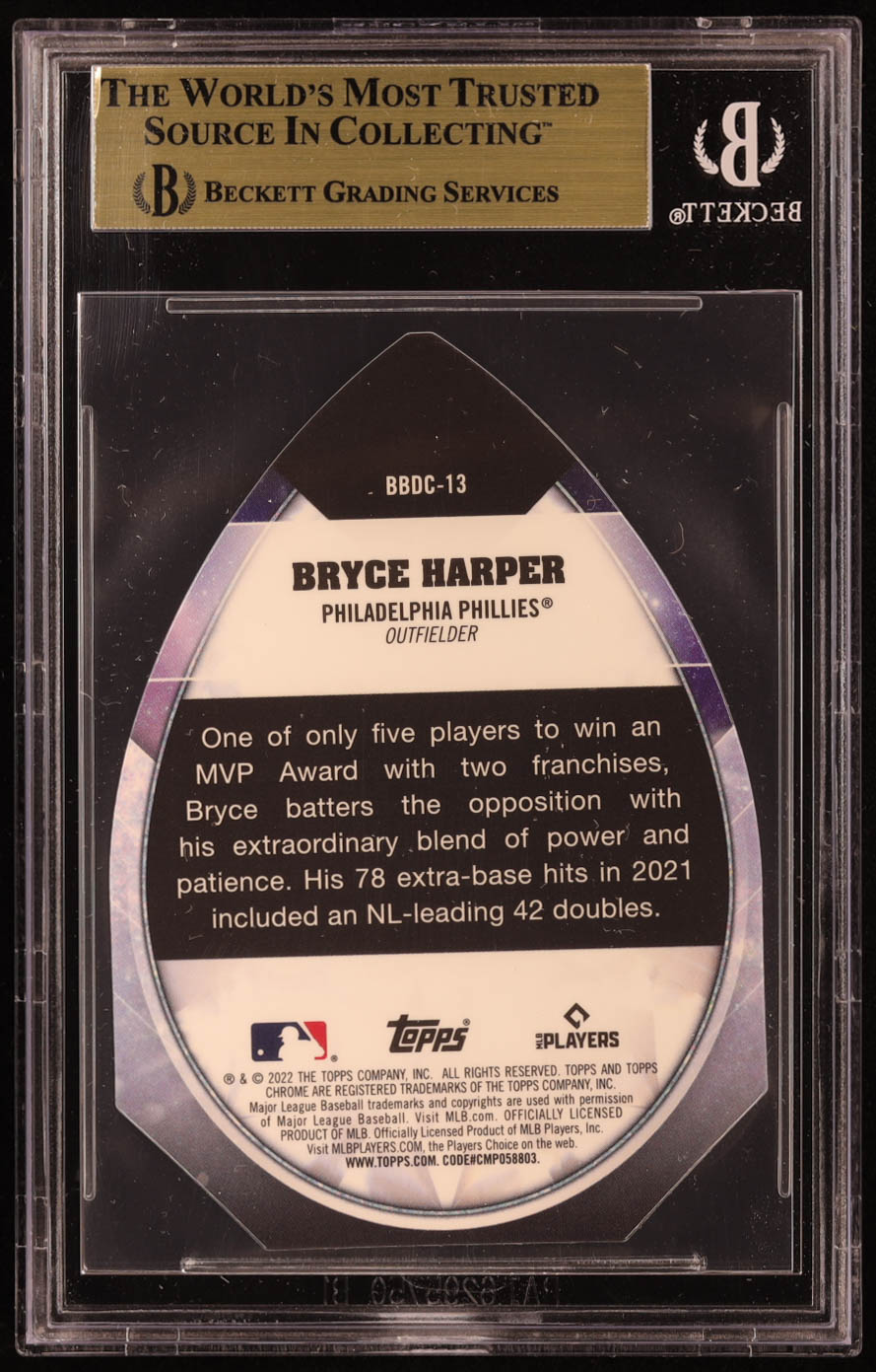 Bryce Harper 2022 Topps Chrome Ben Baller Ben's Diamond Die Cuts #BBDC13 (BGS 9.5) at PristineAuction.com Bryce Harper 2022 Topps Chrome Ben Baller Ben's Diamond Die Cuts #BBDC13 (BGS 9.5) at PristineAuction.com