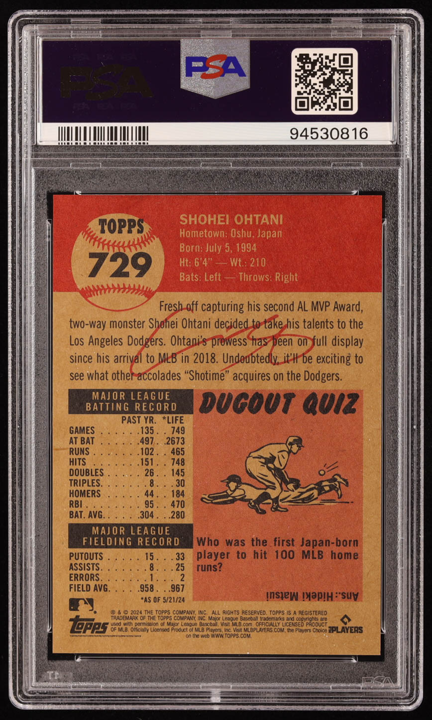 Shohei Ohtani 2024 Topps Living #729 (PSA 10) at PristineAuction.com Shohei Ohtani 2024 Topps Living #729 (PSA 10) at PristineAuction.com
