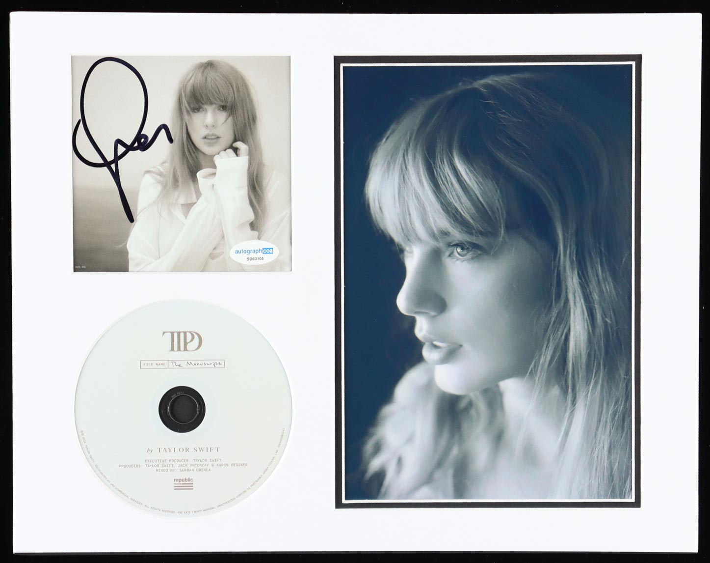 Taylor Swift Signed "The Tortured Poets Department" Custom Matted CD Insert (ACOA) at PristineAuction.com Taylor Swift Signed "The Tortured Poets Department" Custom Matted CD Insert (ACOA) at PristineAuction.com