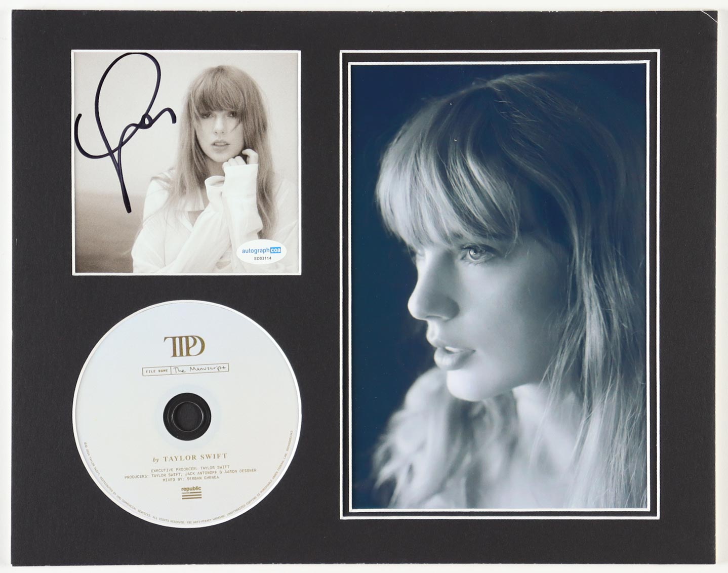 Taylor Swift Signed "The Tortured Poets Department" Custom Matted CD Insert (ACOA) at PristineAuction.com Taylor Swift Signed "The Tortured Poets Department" Custom Matted CD Insert (ACOA) at PristineAuction.com