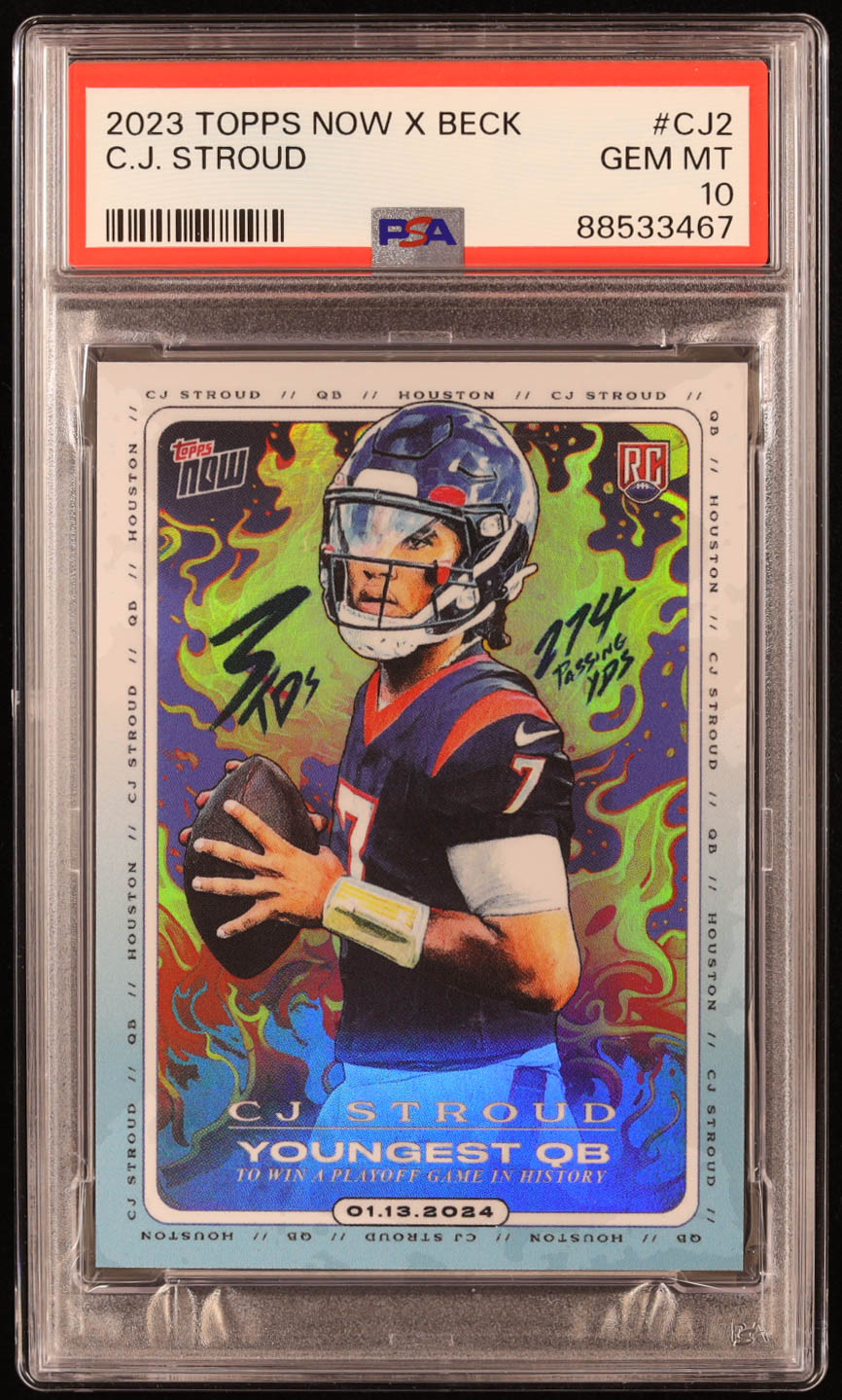 CJ Stroud 2023 Topps Now CJ Stroud Record Breaker #CJ2 RC (PSA 10) at PristineAuction.com CJ Stroud 2023 Topps Now CJ Stroud Record Breaker #CJ2 RC (PSA 10) at PristineAuction.com