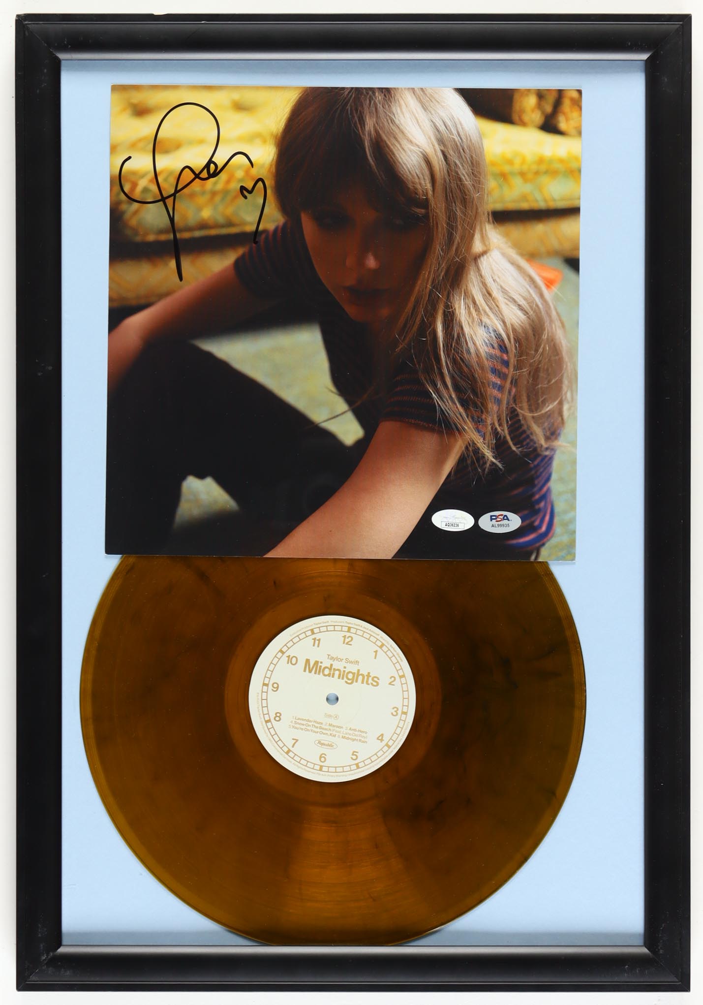 Taylor Swift Signed Custom Framed "Midnights" Vinyl Album Insert Display (JSA & PSA) at PristineAuction.com Taylor Swift Signed Custom Framed "Midnights" Vinyl Album Insert Display (JSA & PSA) at PristineAuction.com