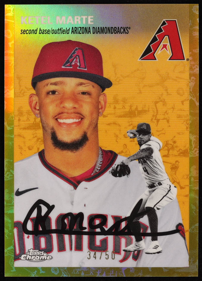 Ketel Marte 2023 Topps Chrome Platinum Anniversary Gold Refractors #195 #34/50 at PristineAuction.com Ketel Marte 2023 Topps Chrome Platinum Anniversary Gold Refractors #195 #34/50 at PristineAuction.com