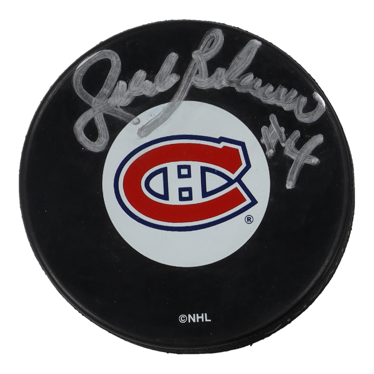 Jean Beliveau Signed Canadiens Logo Hockey Puck (Beckett) at PristineAuction.com Jean Beliveau Signed Canadiens Logo Hockey Puck (Beckett) at PristineAuction.com