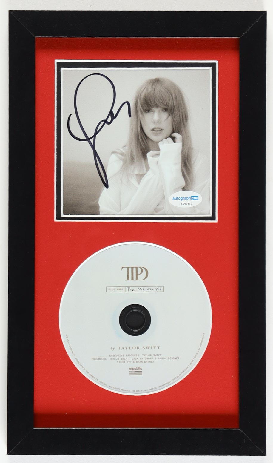 Signed Insert Cd Taylor Swift Signed Custom Framed