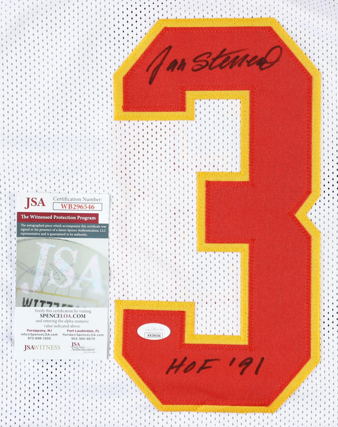 Jan Stenerud Signed Jersey Inscribed "HOF '91" (JSA) at PristineAuction.com Jan Stenerud Signed Jersey Inscribed "HOF '91" (JSA) at PristineAuction.com