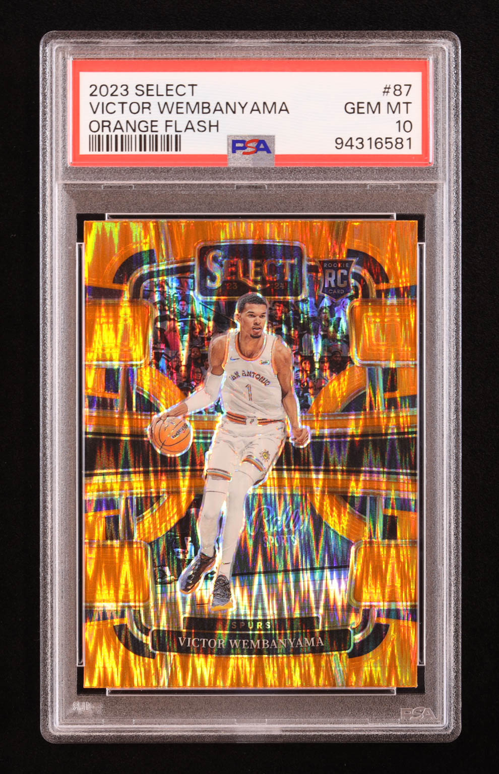 Victor Wembanyama 2023-24 Select Orange Flash #87 RC (PSA 10) at PristineAuction.com Victor Wembanyama 2023-24 Select Orange Flash #87 RC (PSA 10) at PristineAuction.com