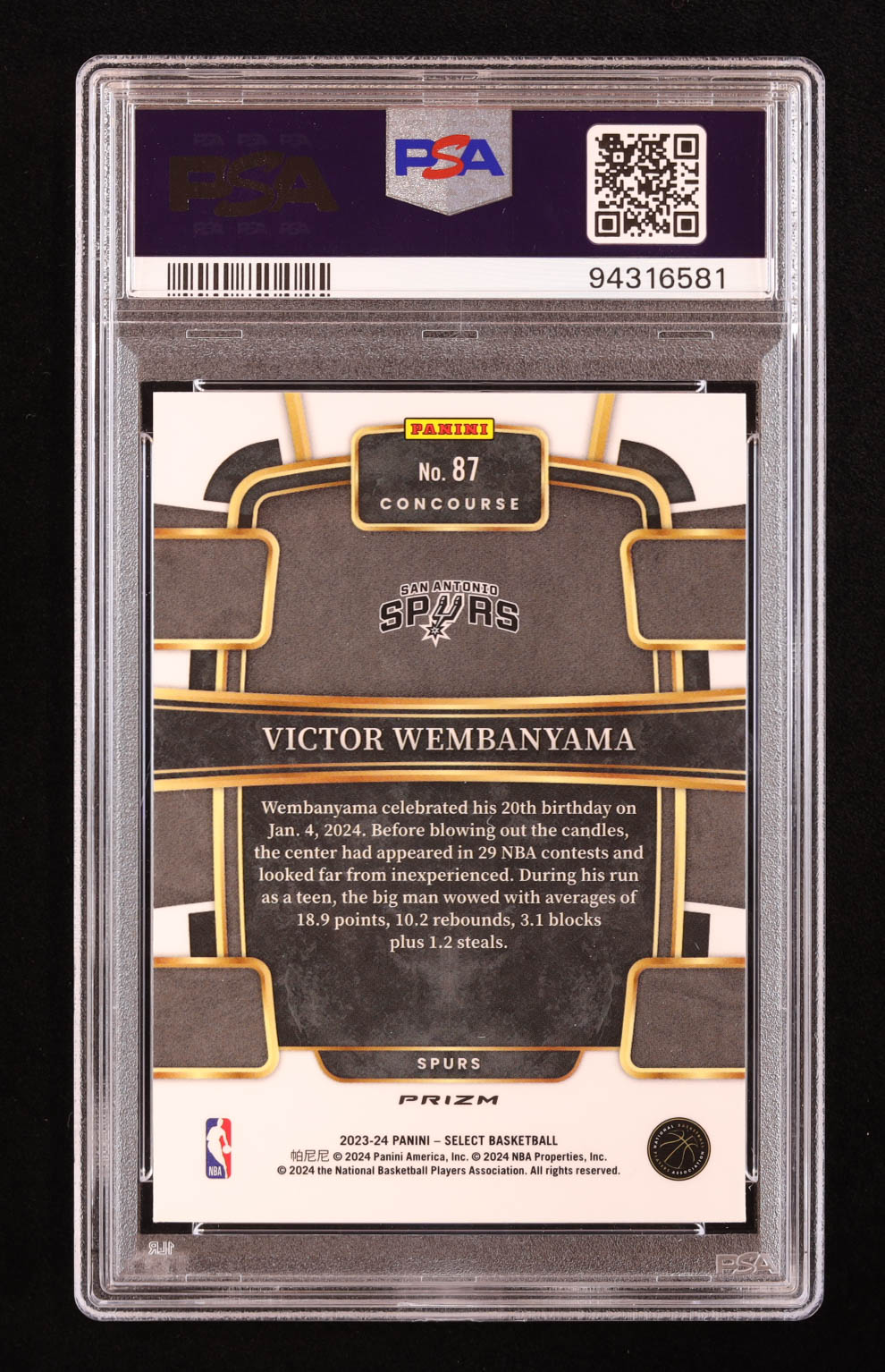 Victor Wembanyama 2023-24 Select Orange Flash #87 RC (PSA 10) at PristineAuction.com Victor Wembanyama 2023-24 Select Orange Flash #87 RC (PSA 10) at PristineAuction.com