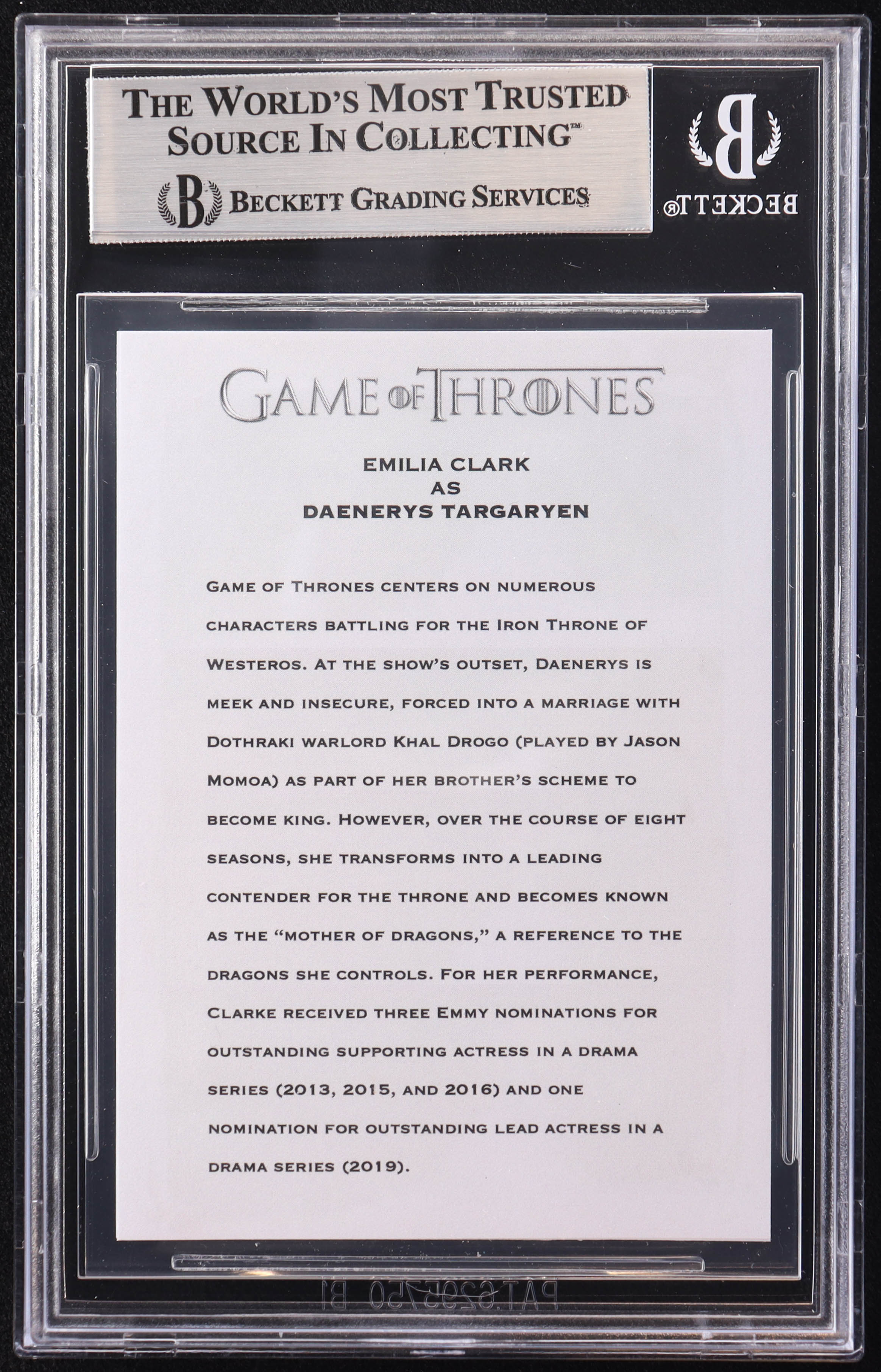 Emilia Clarke Signed "Game of Thrones" Custom Trading Card (BGS) at PristineAuction.com Emilia Clarke Signed "Game of Thrones" Custom Trading Card (BGS) at PristineAuction.com