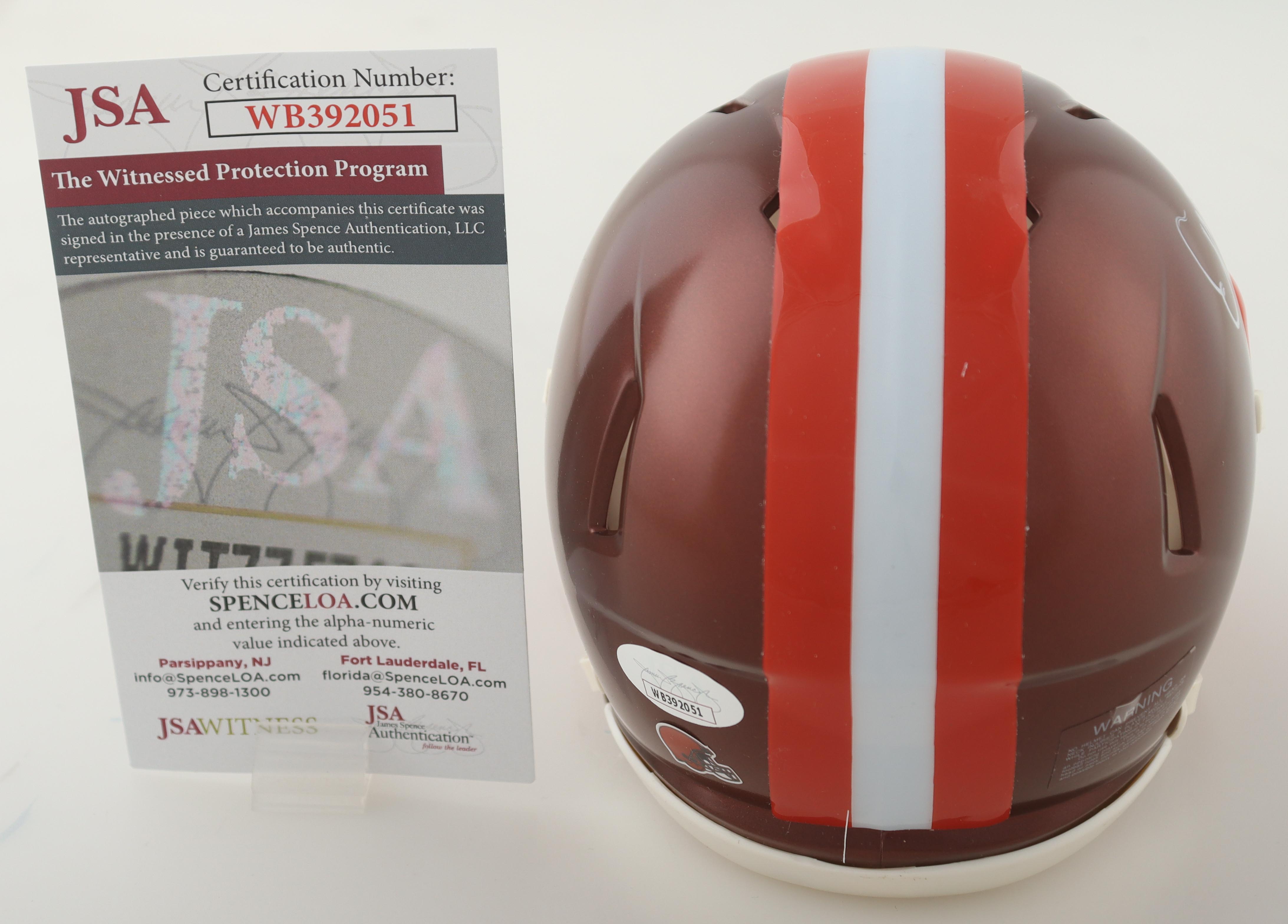 Elijah Moore Signed Browns Flash Alternate Speed Mini Helmet (JSA) at PristineAuction.com Elijah Moore Signed Browns Flash Alternate Speed Mini Helmet (JSA) at PristineAuction.com