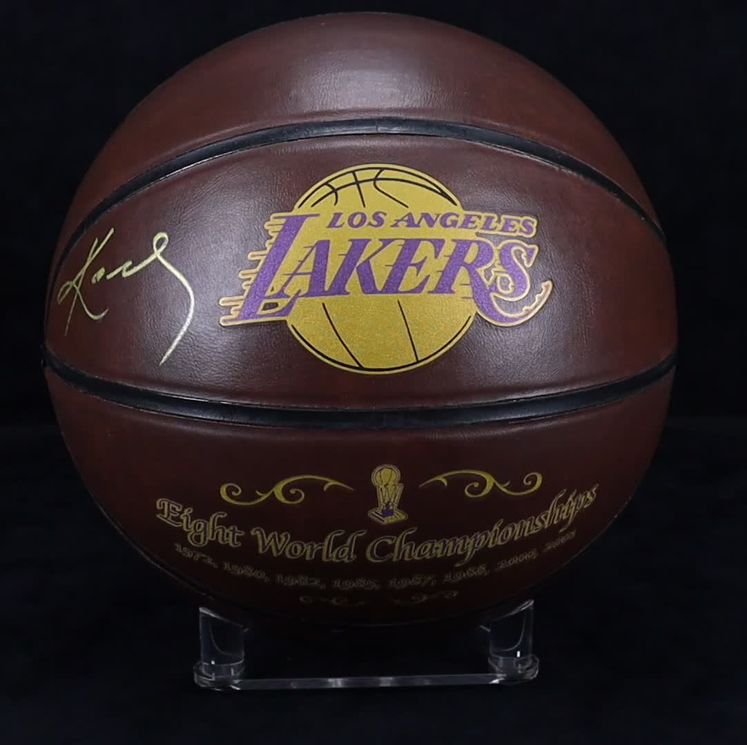 Kobe Bryant Signed Lakers "Eight World Championships" Logo Basketball (PSA & Lakers LOA) at PristineAuction.com