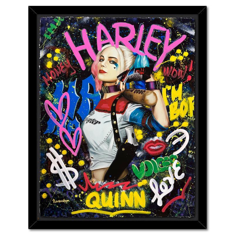 "Harley Quinn is Here" 46x36 Custom Framed One-of-a-Kind Mixed Media on Deckle Edge Paper by Nastya Rovenskaya (PA) at PristineAuction.com "Harley Quinn is Here" 46x36 Custom Framed One-of-a-Kind Mixed Media on Deckle Edge Paper by Nastya Rovenskaya (PA) at PristineAuction.com