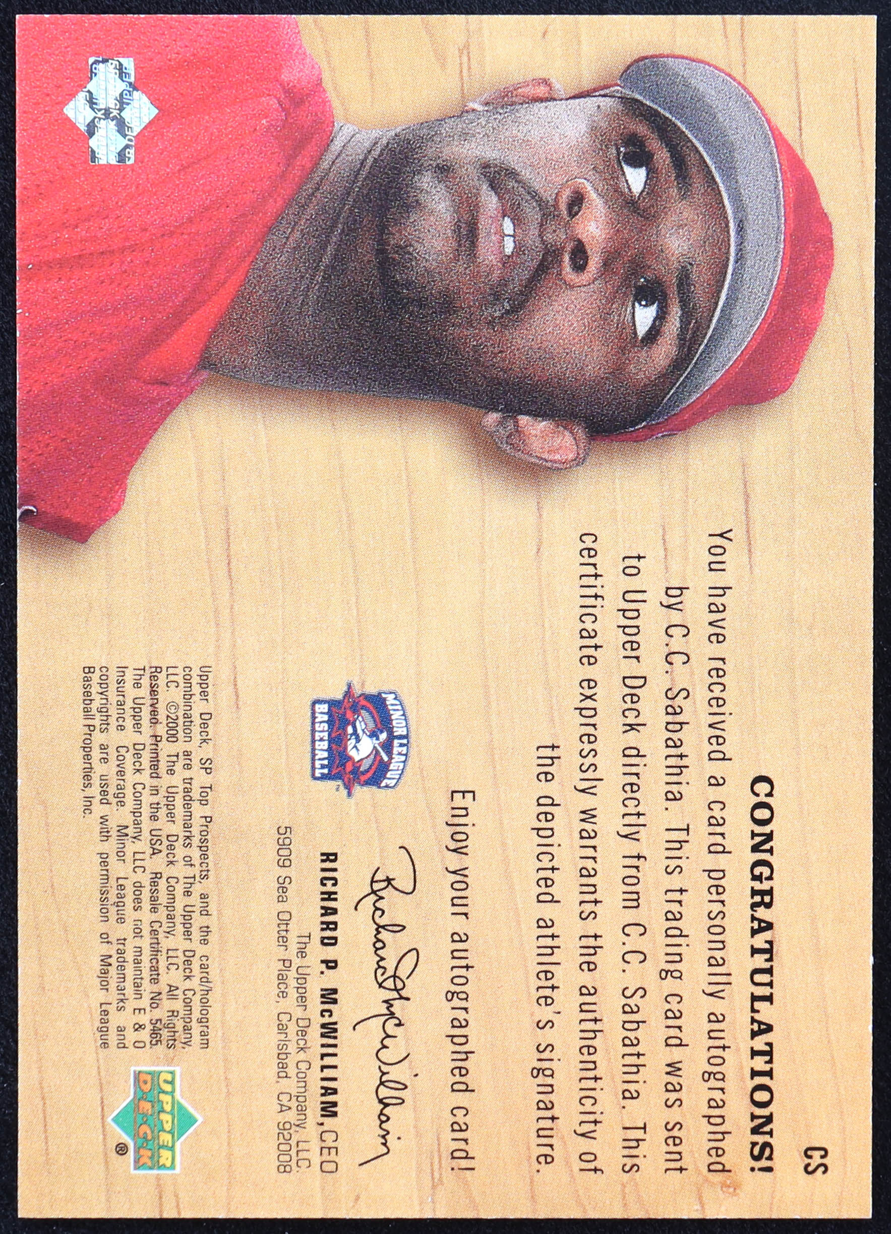 C.C. Sabathia 2001 SP Top Prospects Chirography #CS RC at PristineAuction.com C.C. Sabathia 2001 SP Top Prospects Chirography #CS RC at PristineAuction.com