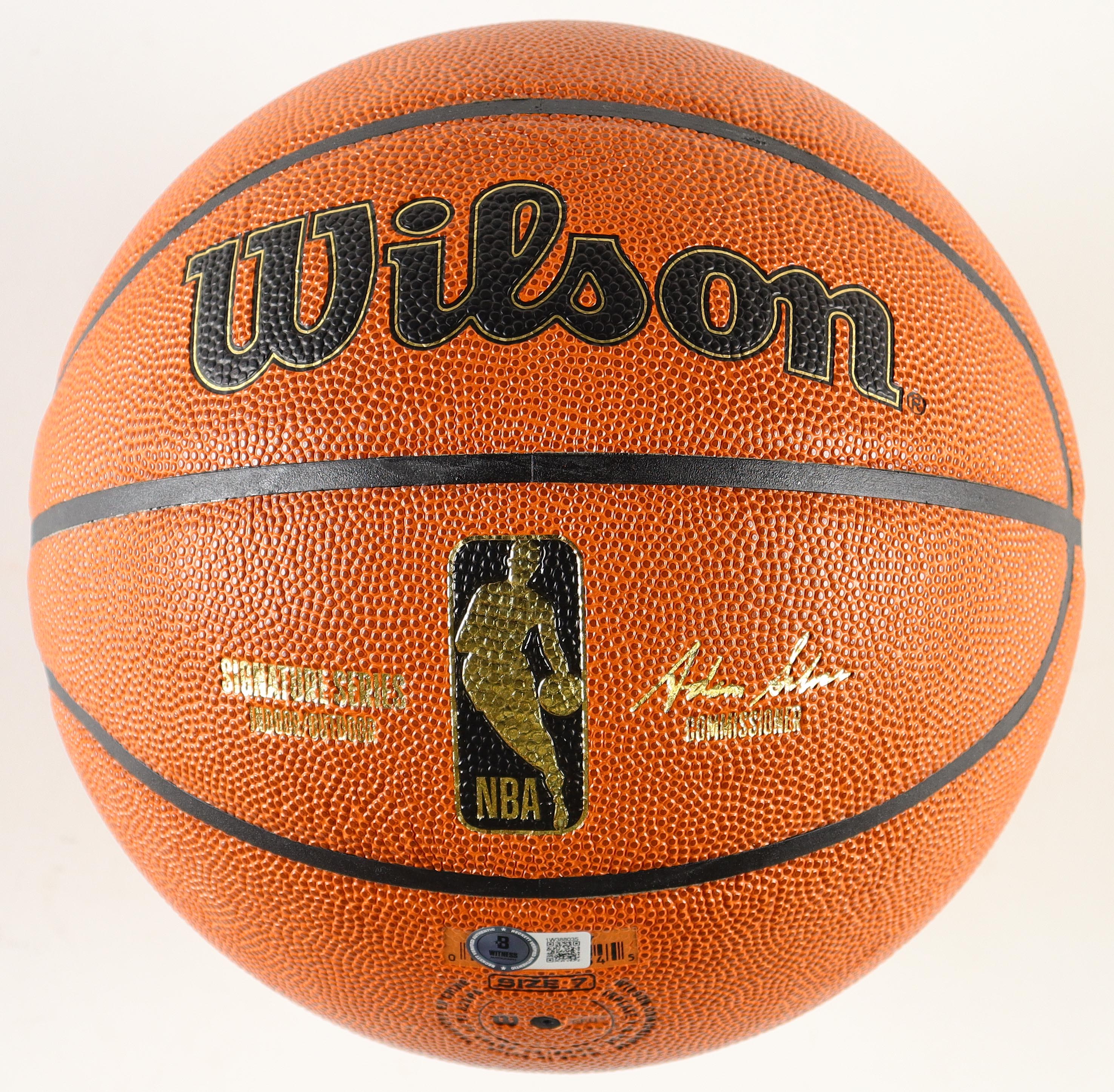 Magic Johnson Signed NBA Finals Trophy Basketball With Wood Display Stand (Beckett) at PristineAuction.com Magic Johnson Signed NBA Finals Trophy Basketball With Wood Display Stand (Beckett) at PristineAuction.com