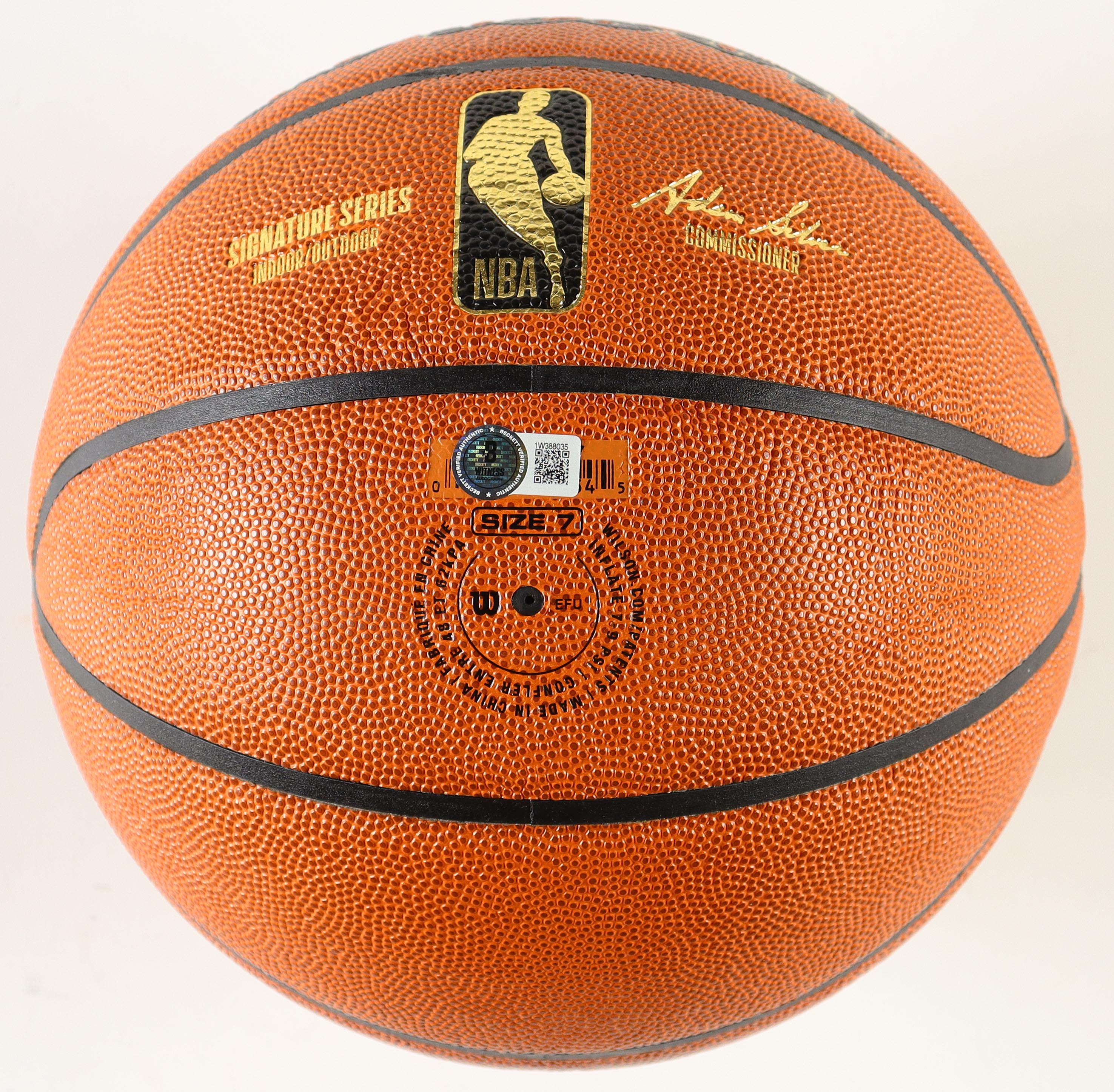 Magic Johnson Signed NBA Finals Trophy Basketball With Wood Display Stand (Beckett) at PristineAuction.com Magic Johnson Signed NBA Finals Trophy Basketball With Wood Display Stand (Beckett) at PristineAuction.com