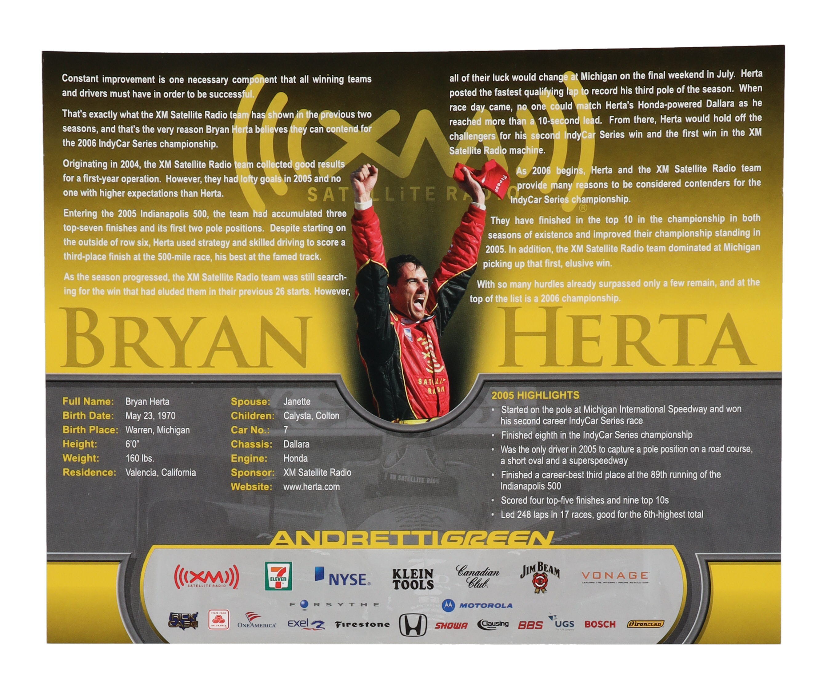 Bryan Herta Signed IndyCar 8x10 Photo (Beckett) at PristineAuction.com Bryan Herta Signed IndyCar 8x10 Photo (Beckett) at PristineAuction.com