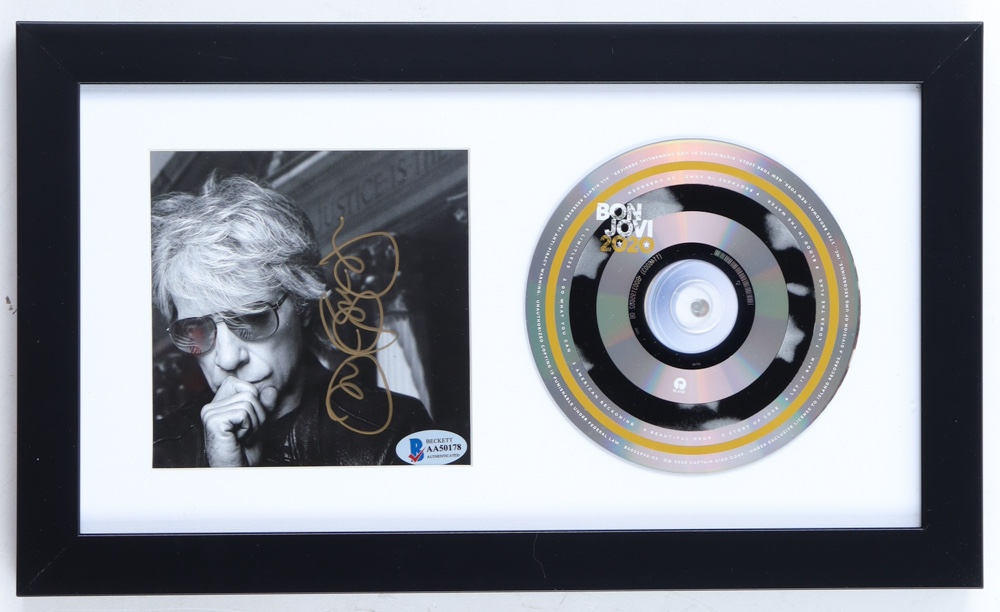 Jon Bon Jovi Signed Custom Framed "2020" CD Insert Display (Beckett) at PristineAuction.com Jon Bon Jovi Signed Custom Framed "2020" CD Insert Display (Beckett) at PristineAuction.com