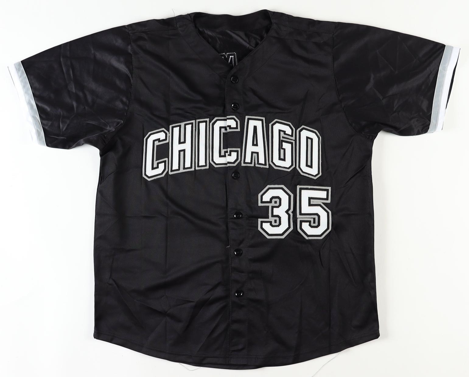 Frank Thomas Signed Career Stat Highlight Jersey (Beckett) at PristineAuction.com Frank Thomas Signed Career Stat Highlight Jersey (Beckett) at PristineAuction.com