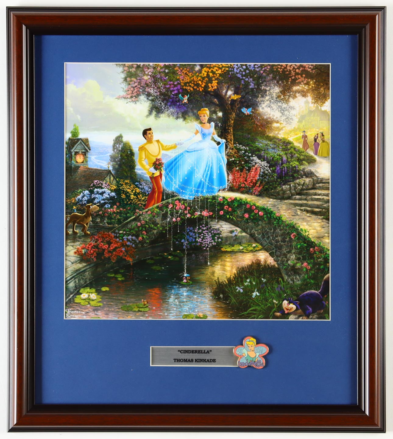 Thomas Kinkade "Cinderella" Custom Framed Print Display with Character Sparkle Pin at PristineAuction.com Thomas Kinkade "Cinderella" Custom Framed Print Display with Character Sparkle Pin at PristineAuction.com