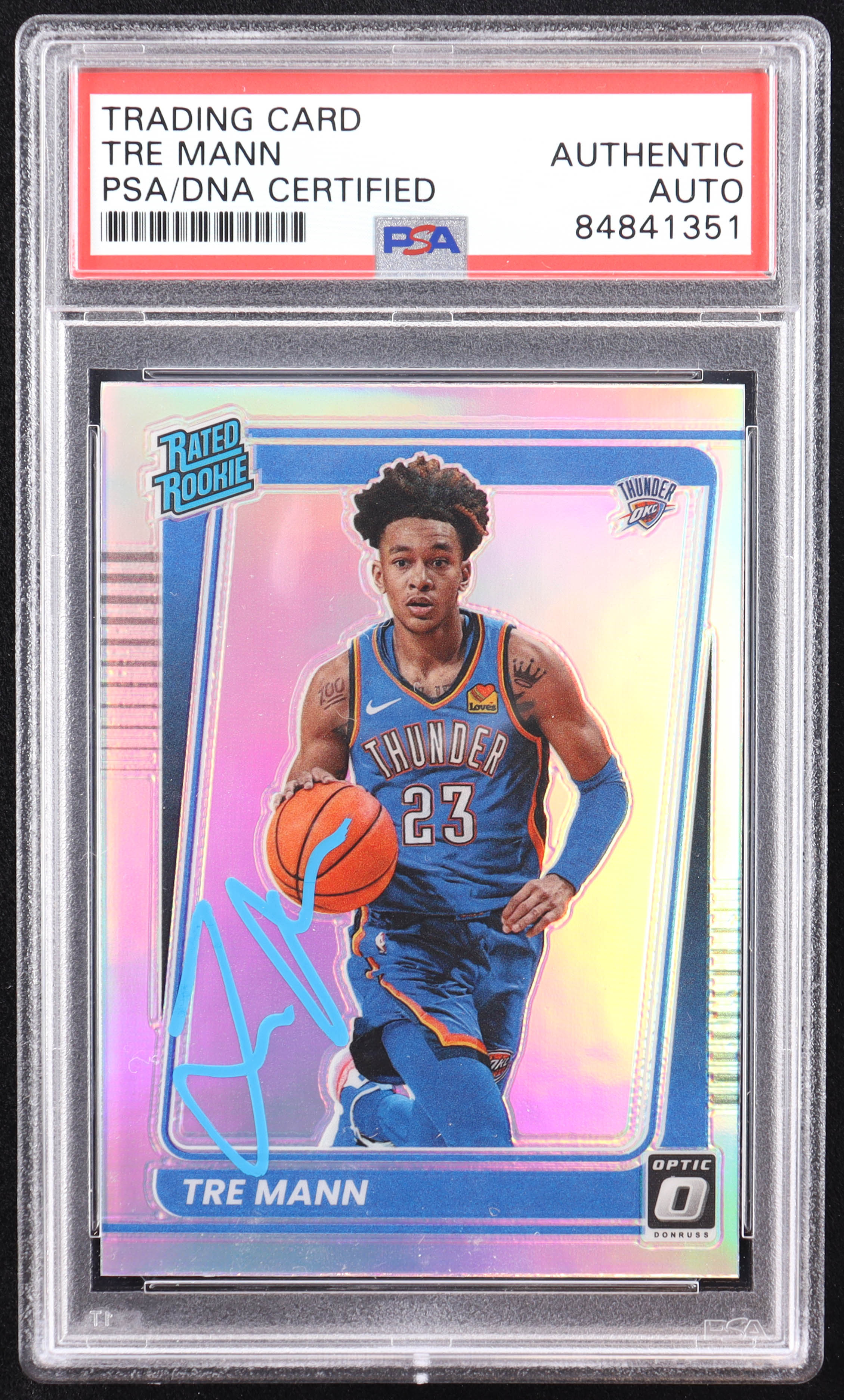 Tre Mann Signed 2021-22 Donruss Optic Holo #168 RC (PSA) at PristineAuction.com Tre Mann Signed 2021-22 Donruss Optic Holo #168 RC (PSA) at PristineAuction.com