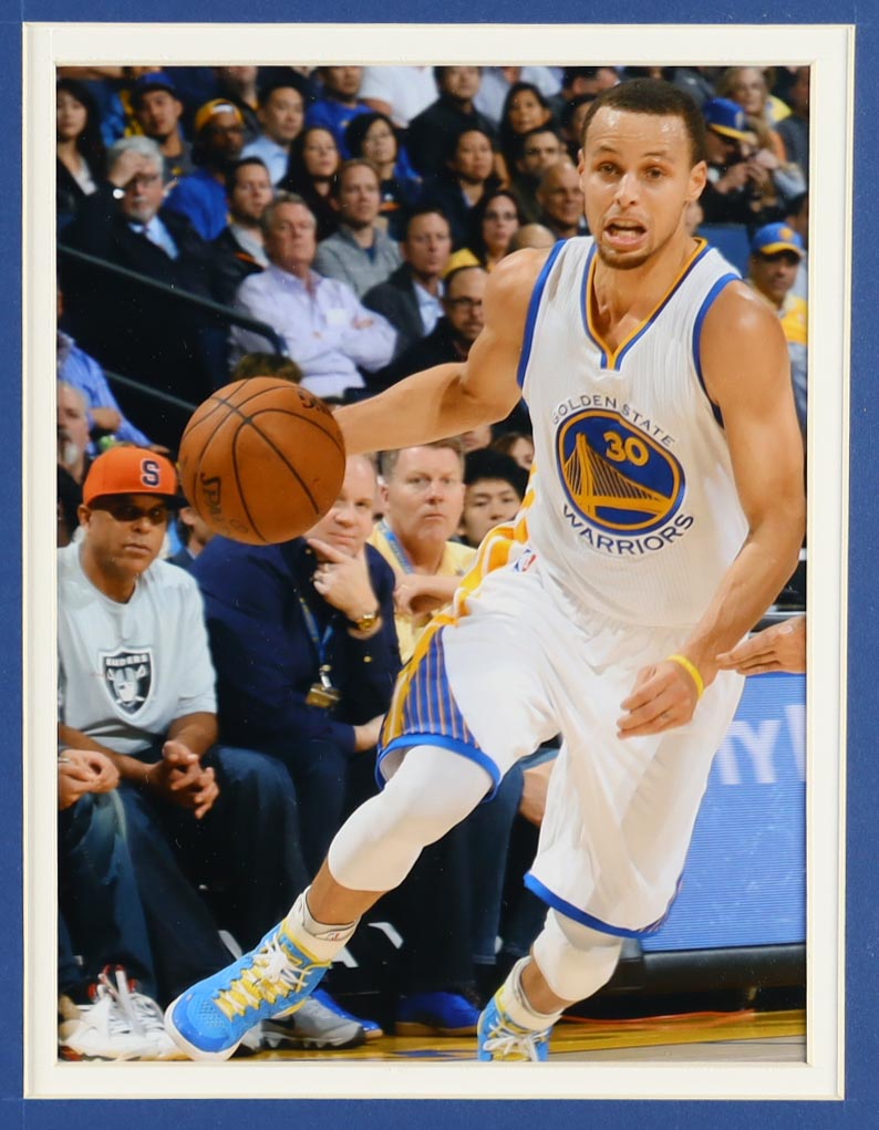 Stephen Curry Signed Custom Framed Jersey Display With (2) Finals Cloth Patches (JSA) at PristineAuction.com Stephen Curry Signed Custom Framed Jersey Display With (2) Finals Cloth Patches (JSA) at PristineAuction.com