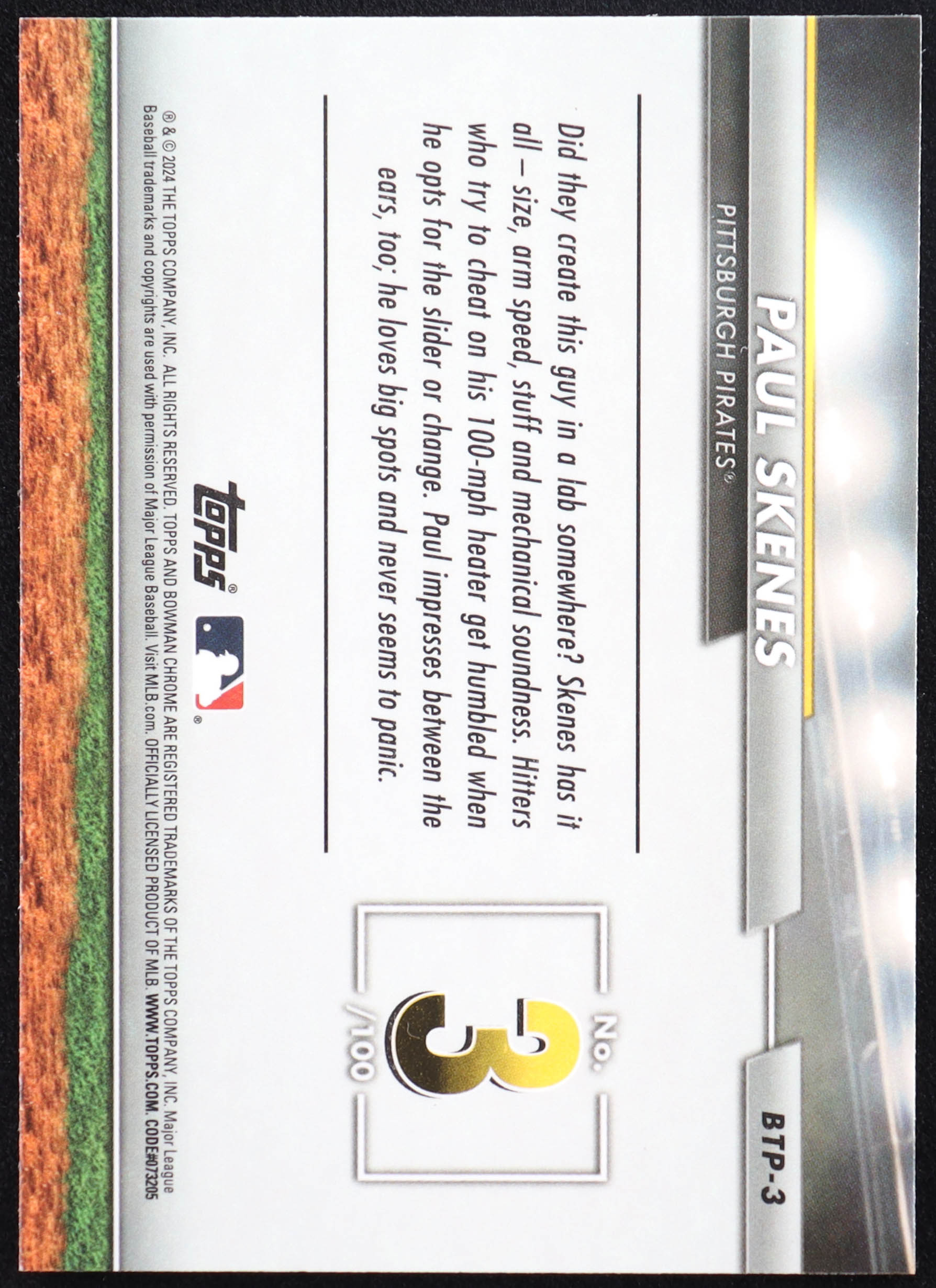 Paul Skenes 2024 Bowman Chrome Scouts Top 100 Prospects #BTP3 RC at PristineAuction.com Paul Skenes 2024 Bowman Chrome Scouts Top 100 Prospects #BTP3 RC at PristineAuction.com