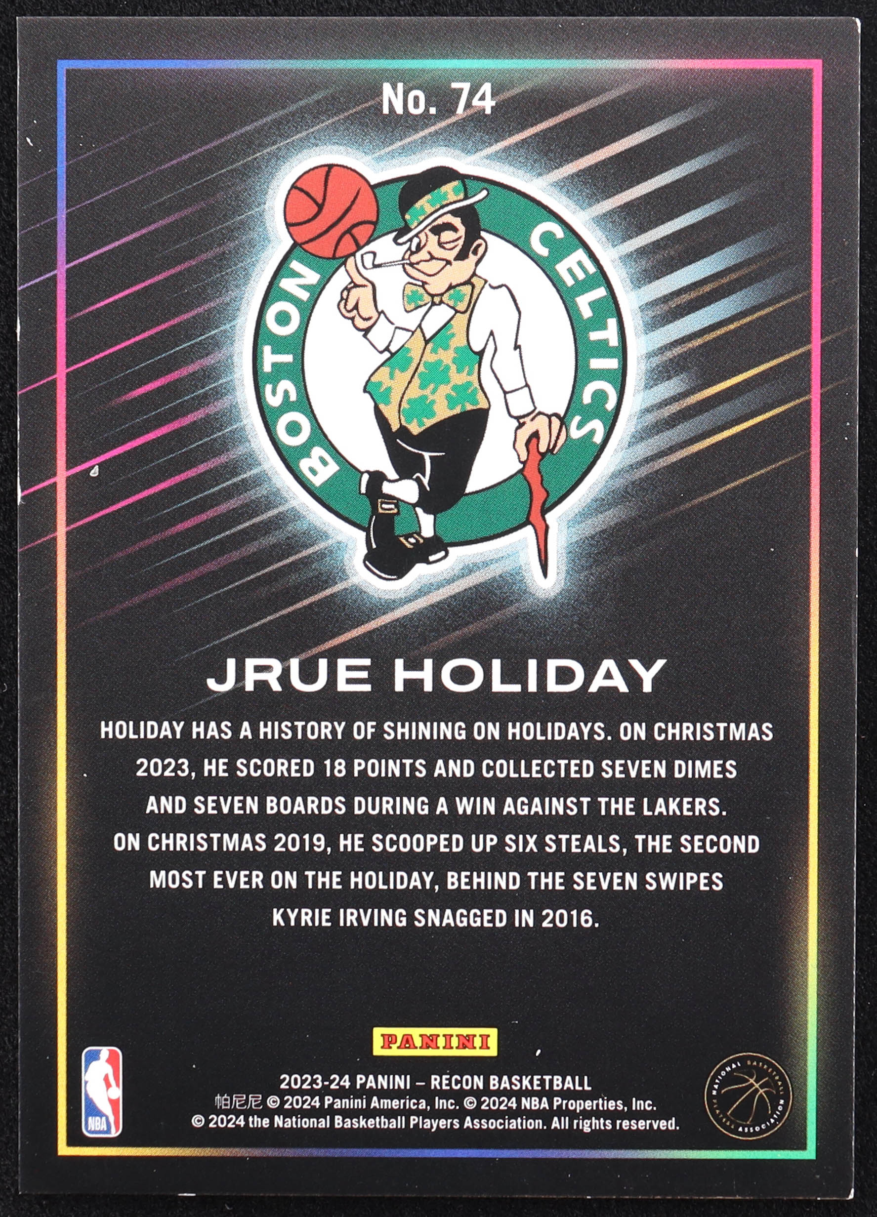 Jrue Holiday 2023-24 Panini Recon Gold #74 #04/10 at PristineAuction.com Jrue Holiday 2023-24 Panini Recon Gold #74 #04/10 at PristineAuction.com