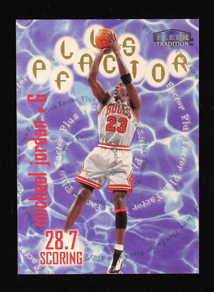 Michael Jordan 1998-99 Fleer Tradition Plus Factor #142 at PristineAuction.com Michael Jordan 1998-99 Fleer Tradition Plus Factor #142 at PristineAuction.com