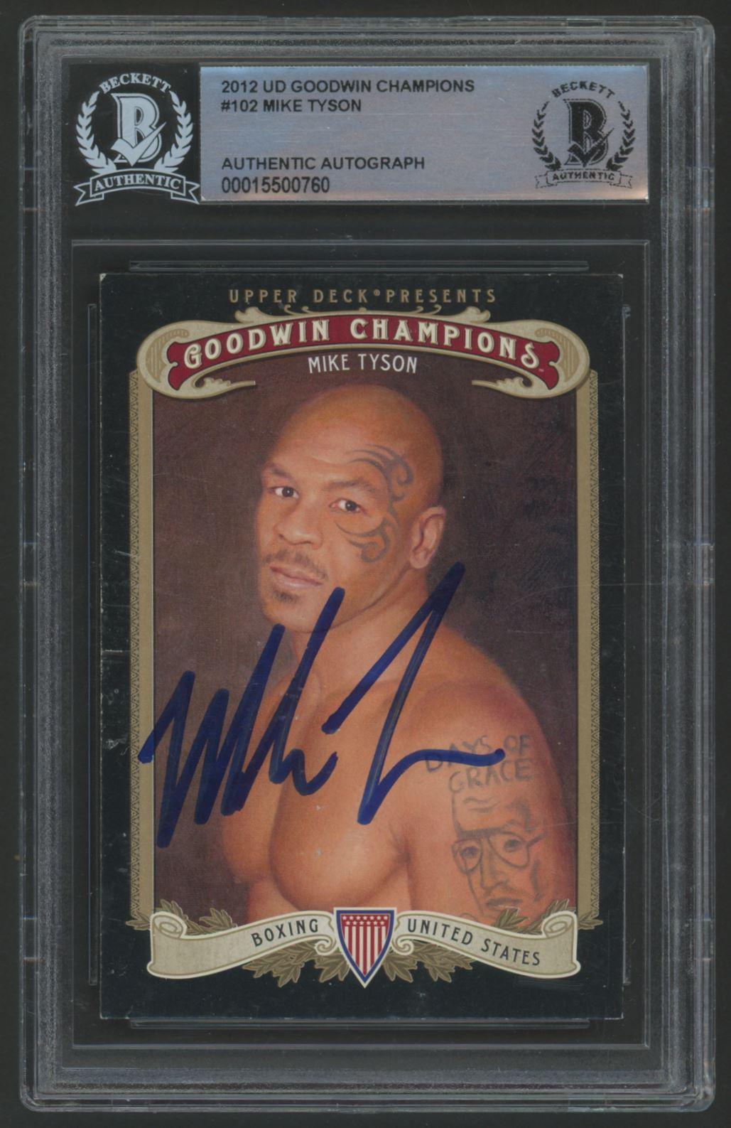 Mike Tyson Signed 2012 UD Goodwin Champions #102 (BGS) at PristineAuction.com Mike Tyson Signed 2012 UD Goodwin Champions #102 (BGS) at PristineAuction.com