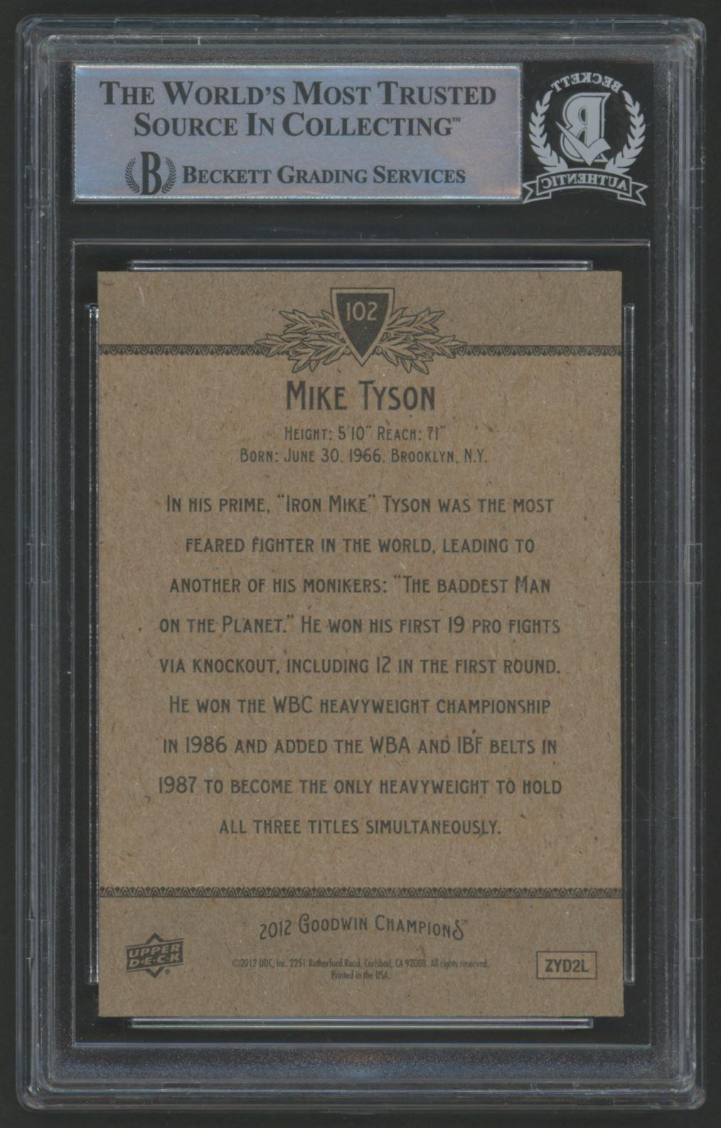 Mike Tyson Signed 2012 UD Goodwin Champions #102 (BGS) at PristineAuction.com Mike Tyson Signed 2012 UD Goodwin Champions #102 (BGS) at PristineAuction.com