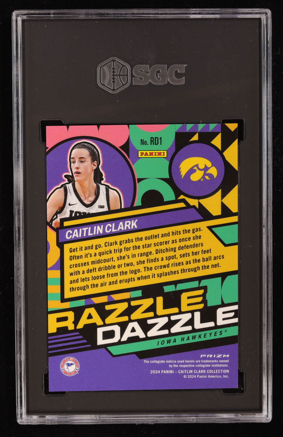 Caitlin Clark 2024 Panini Caitlin Clark Collection Mosaic Razzle Dazzle #RD1 RC (SGC 10) at PristineAuction.com Caitlin Clark 2024 Panini Caitlin Clark Collection Mosaic Razzle Dazzle #RD1 RC (SGC 10) at PristineAuction.com