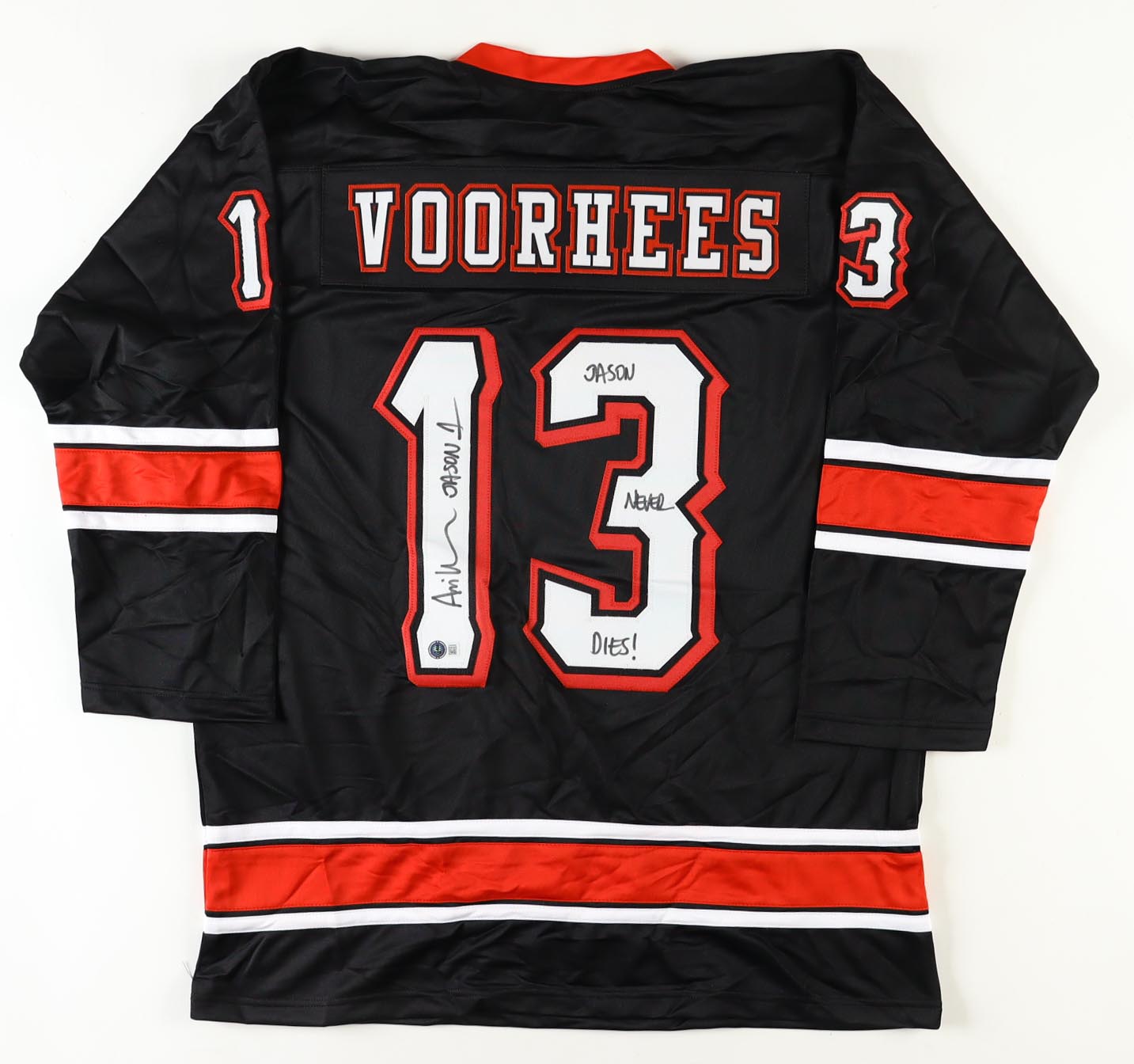 Ari Lehman Signed "Friday the 13th" Jersey Inscribed "Jason 1" & "Jason Never Dies!" (Beckett) at PristineAuction.com Ari Lehman Signed "Friday the 13th" Jersey Inscribed "Jason 1" & "Jason Never Dies!" (Beckett) at PristineAuction.com