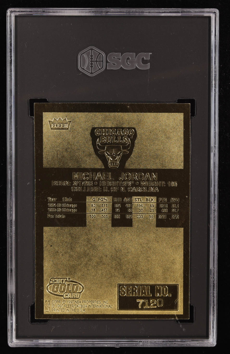 Michael Jordan 1996-97 Fleer 23Kt Gold Basketball Texture Black ...