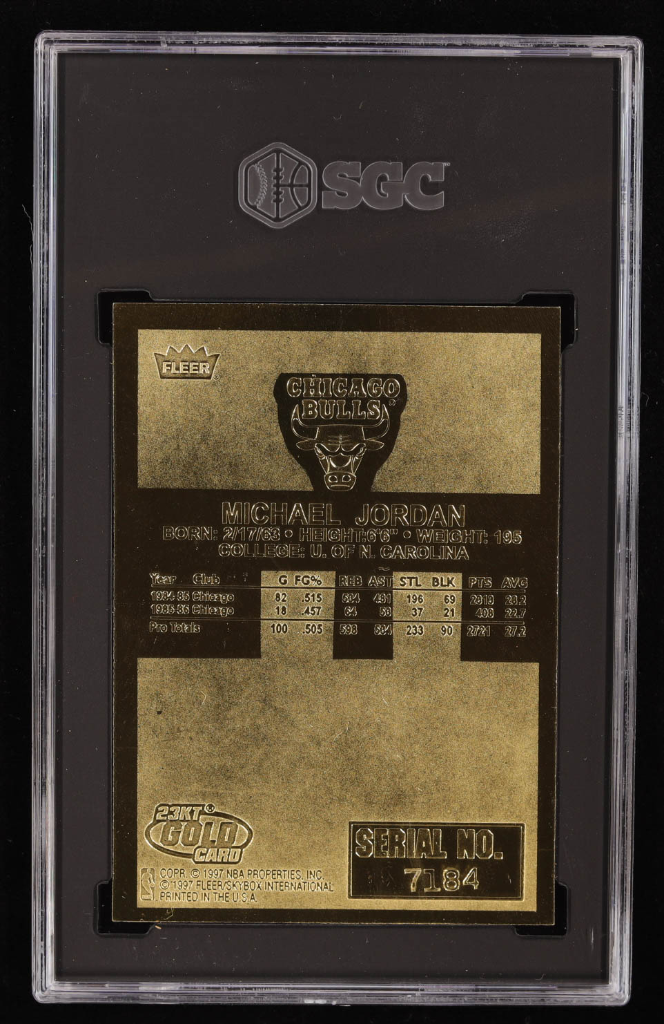 Michael Jordan 1997 Fleer Premier Feel the Game Signature Series 23KT Gold Card (SGC 9) at PristineAuction.com Michael Jordan 1997 Fleer Premier Feel the Game Signature Series 23KT Gold Card (SGC 9) at PristineAuction.com