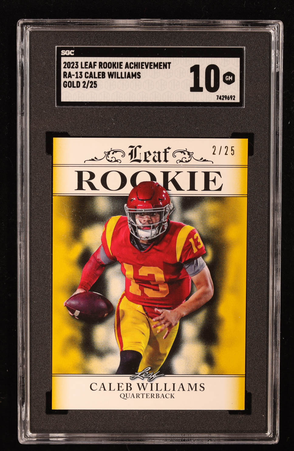 Caleb Williams 2023 Leaf Rookie Achievement Gold #RA13 RC #/25 (SGC 10) at PristineAuction.com Caleb Williams 2023 Leaf Rookie Achievement Gold #RA13 RC #/25 (SGC 10) at PristineAuction.com