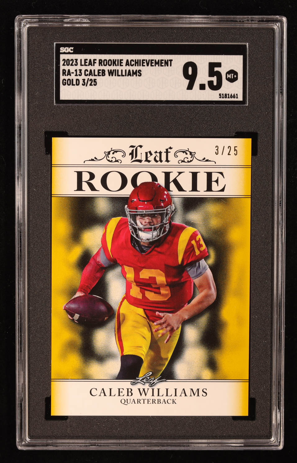 Caleb Williams 2023 Leaf Rookie Achievement Gold #RA13 RC #/25 (SGC 9.5) at PristineAuction.com Caleb Williams 2023 Leaf Rookie Achievement Gold #RA13 RC #/25 (SGC 9.5) at PristineAuction.com